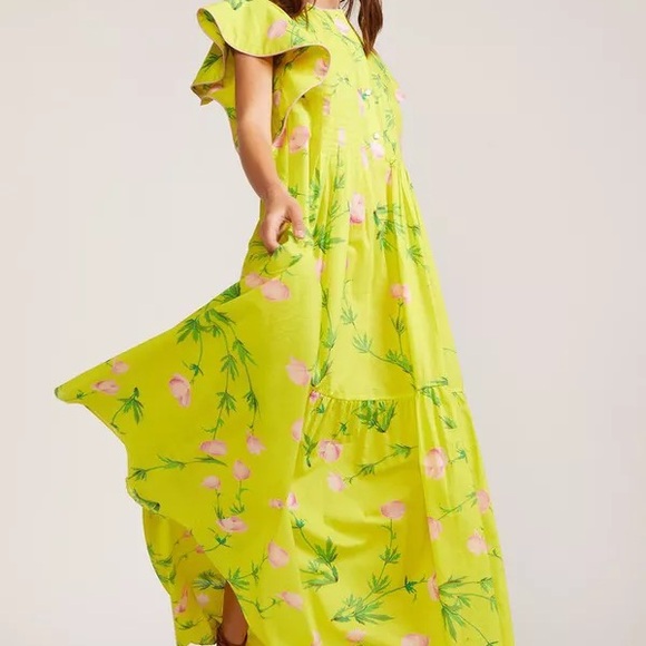 Cynthia Rowley Yellow Pink Maxi Sundress Wedding Guest - Picture 2 of 6